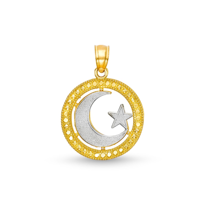 Ramadan Crescent Moon and Star Islam Charm in 10K Gold|Peoples Jewellers