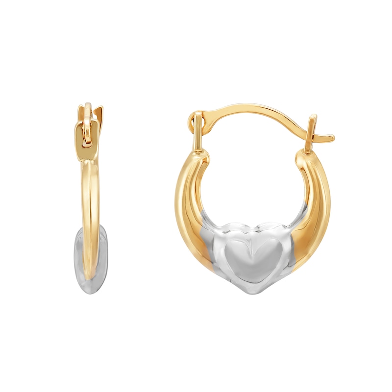 Child's Heart Hoop Earrings in 14K Two-Tone Gold|Peoples Jewellers