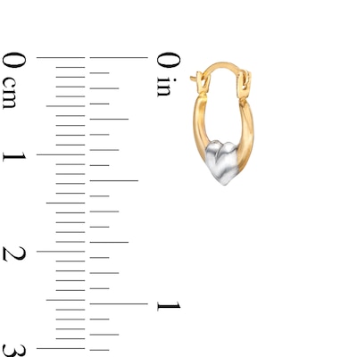 Child's Heart Hoop Earrings in 14K Two-Tone Gold