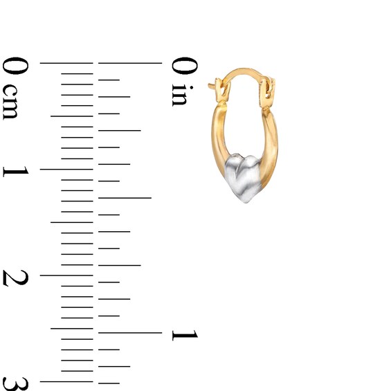 Child's Heart Hoop Earrings in 14K Two-Tone Gold