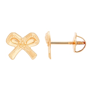 Child's Bow Stud Earrings in 14K Gold