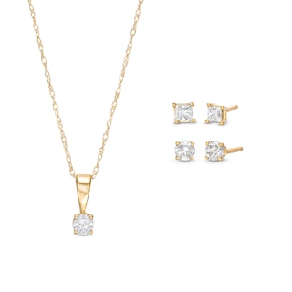 0.45 CT. T.W. Diamond Solitaire Pendant and Earrings Set in 10K Gold (J/I3)