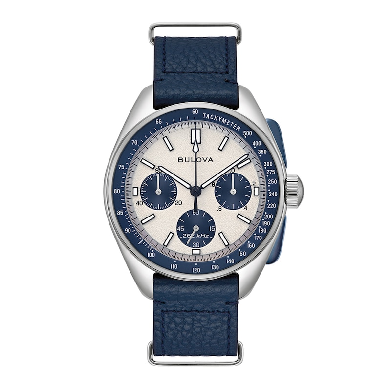 Men's Bulova Archive Series Lunar Pilot Interchangeable Strap Chronograph Watch with Blue Dial (Model: 98K112)|Peoples Jewellers
