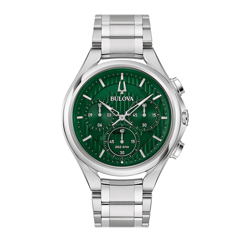 Men's Bulova CURV Collection Chronograph Watch with Green Dial (Model: 96A297)|Peoples Jewellers
