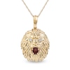 Thumbnail Image 0 of Men's Garnet and Diamond Accent Lion's Head Pendant in 10K Gold - 22"