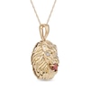 Thumbnail Image 1 of Men's Garnet and Diamond Accent Lion's Head Pendant in 10K Gold - 22"