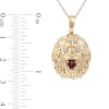 Men's Garnet and Diamond Accent Lion's Head Pendant in 10K Gold - 22"