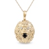 Men's Black Spinel and Diamond Accent Lion's Head Pendant in 10K Gold - 22"