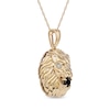 Men's Black Spinel and Diamond Accent Lion's Head Pendant in 10K Gold - 22"