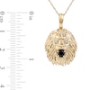 Men's Black Spinel and Diamond Accent Lion's Head Pendant in 10K Gold - 22"