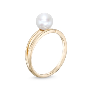 Freshwater Cultured Pearl and Diamond Accent Wrap Ring in 10K Gold