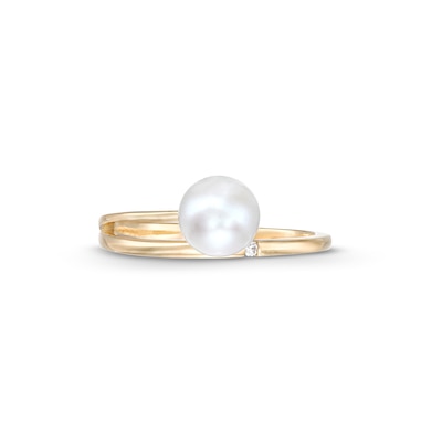 Freshwater Cultured Pearl and Diamond Accent Wrap Ring in 10K Gold