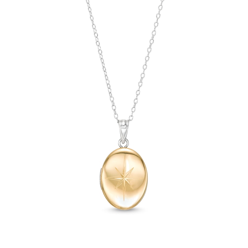 North Star 20.0mm Oval-Shaped Locket in Sterling Silver and 10K Gold|Peoples Jewellers