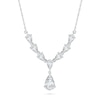 Pear-Shaped White Lab-Created Sapphire Dangle "Y" Necklace in Sterling Silver