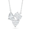 Oval, Pear and Heart-Shaped White Lab-Created Sapphire Cluster Necklace in Sterling Silver