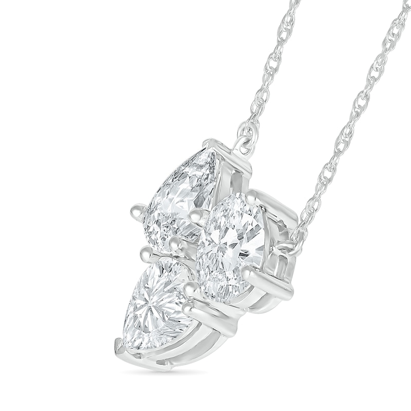 Oval, Pear and Heart-Shaped White Lab-Created Sapphire Cluster Necklace in Sterling Silver|Peoples Jewellers