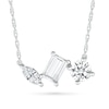 Round, Marquise and Emerald-Cut White Lab-Created Sapphire Cluster Necklace in Sterling Silver