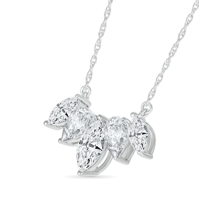 Alternating Marquise and Pear-Shaped White Lab-Created Sapphire Necklace in Sterling Silver