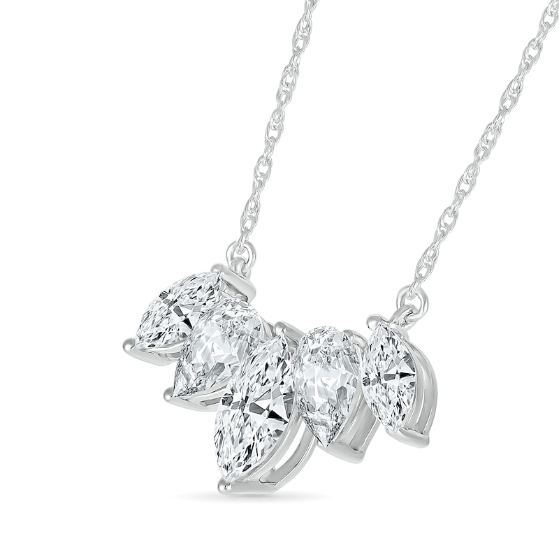 Alternating Marquise and Pear-Shaped White Lab-Created Sapphire Necklace in Sterling Silver|Peoples Jewellers