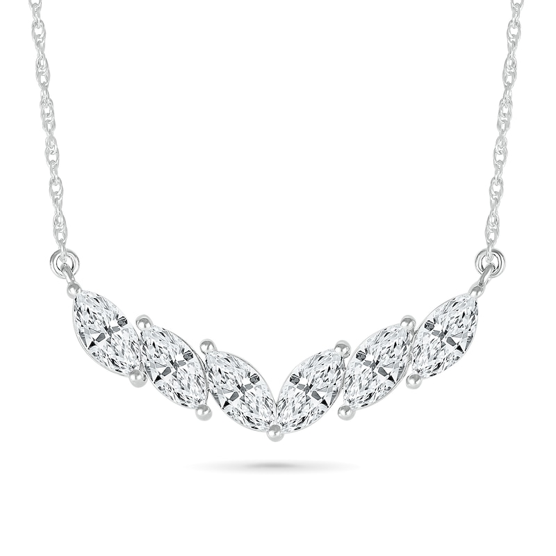 Tilted Marquise White Lab-Created Sapphire Necklace in Sterling Silver|Peoples Jewellers