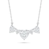 Heart-Shaped White Lab-Created Sapphire Alternating Necklace in Sterling Silver