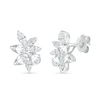 Thumbnail Image 0 of Marquise and Pear-Shaped White Lab-Created Sapphire Cluster Stud Earrings in Sterling Silver