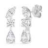 Round, Marquise and Pear-Shaped White Lab-Created Sapphire Alternating Station Drop Earrings in Sterling Silver