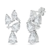 Thumbnail Image 0 of Marquise and Pear-Shaped White Lab-Created Sapphire Cluster Dangle Drop Earrings in Sterling Silver
