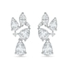 Thumbnail Image 1 of Marquise and Pear-Shaped White Lab-Created Sapphire Cluster Dangle Drop Earrings in Sterling Silver