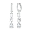 Thumbnail Image 0 of Multi-Shaped White Lab-Created Sapphire Dangle Drop Earrings in Sterling Silver