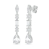 Thumbnail Image 0 of Multi-Shaped White Lab-Created Sapphire Art Deco Drop Earrings in Sterling Silver