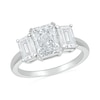 Thumbnail Image 0 of Emerald-Cut White Lab-Created Sapphire Three Stone Ring in Sterling Silver