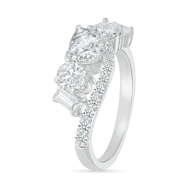 Multi-Shaped White Lab-Created Sapphire Bypass Ring in Sterling Silver|Peoples Jewellers