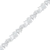 Thumbnail Image 0 of Slanted Multi-Shaped White Lab-Created Sapphire Bracelet in Sterling Silver - 7.25"