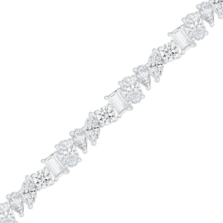 Slanted Multi-Shaped White Lab-Created Sapphire Bracelet in Sterling Silver - 7.25"