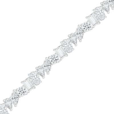 Slanted Multi-Shaped White Lab-Created Sapphire Bracelet in Sterling Silver - 7.25"