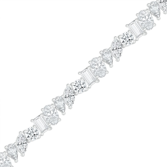 Slanted Multi-Shaped White Lab-Created Sapphire Bracelet in Sterling Silver - 7.25"