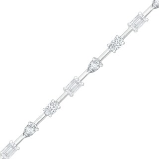 Multi-Shaped White Lab-Created Sapphire Station Bracelet in Sterling Silver - 7.25"