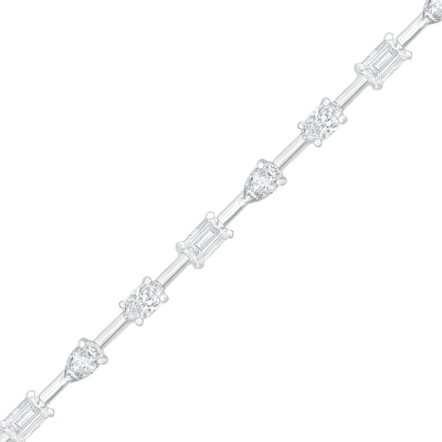 Multi-Shaped White Lab-Created Sapphire Station Bracelet in Sterling Silver - 7.25"