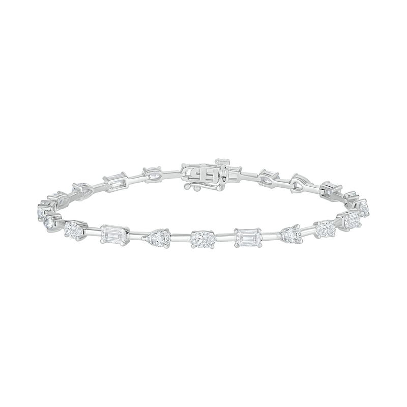 Multi-Shaped White Lab-Created Sapphire Station Bracelet in Sterling Silver - 7.25"