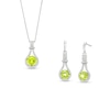 Thumbnail Image 0 of Peridot and White Lab-Created Sapphire Elongated Doorknocker Pendant and Drop Earrings Set in Sterling Silver