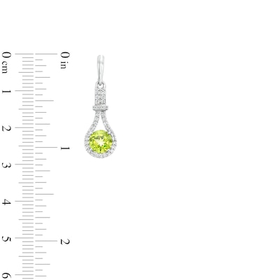 Peridot and White Lab-Created Sapphire Elongated Doorknocker Pendant and Drop Earrings Set in Sterling Silver