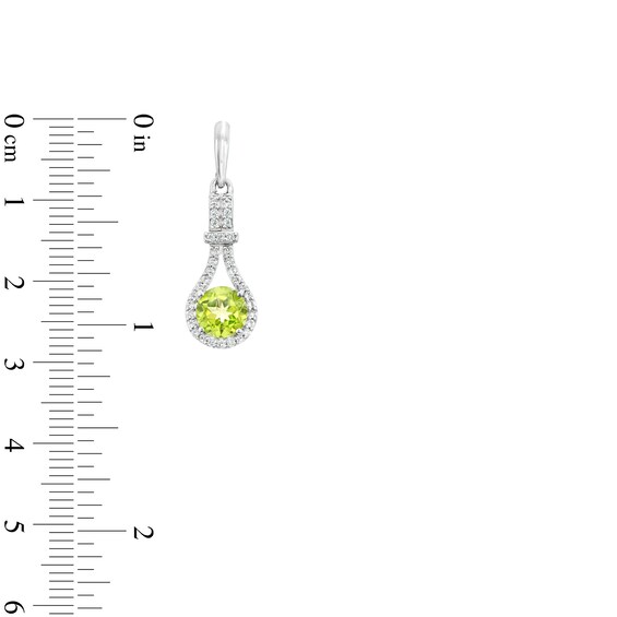 Peridot and White Lab-Created Sapphire Elongated Doorknocker Pendant and Drop Earrings Set in Sterling Silver