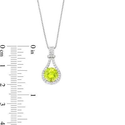 Peridot and White Lab-Created Sapphire Elongated Doorknocker Pendant and Drop Earrings Set in Sterling Silver