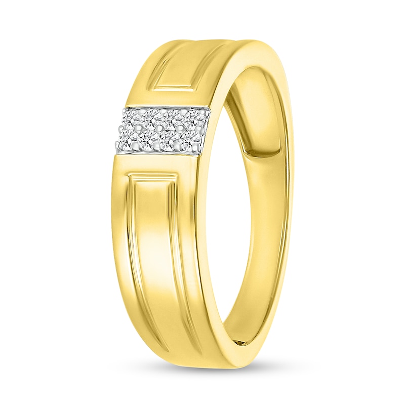 Men's 0.085 CT. T.W. Diamond Linear Double Row Ring in 10K Gold|Peoples Jewellers