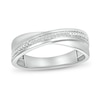 Thumbnail Image 0 of Men's 0.04 CT. T.W. Diamond Criss-Cross Ring in 10K White Gold