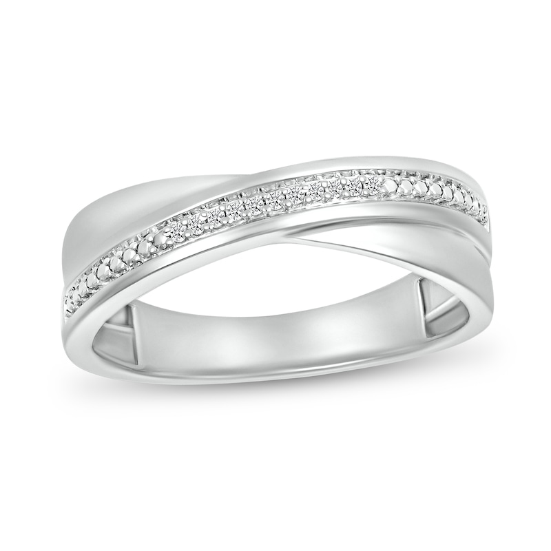 Men's 0.04 CT. T.W. Diamond Criss-Cross Ring in 10K White Gold|Peoples Jewellers