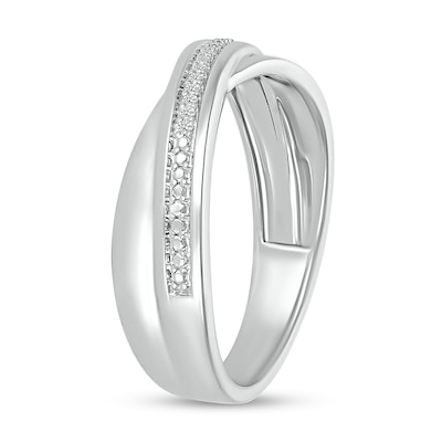 Men's 0.04 CT. T.W. Diamond Criss-Cross Ring in 10K White Gold