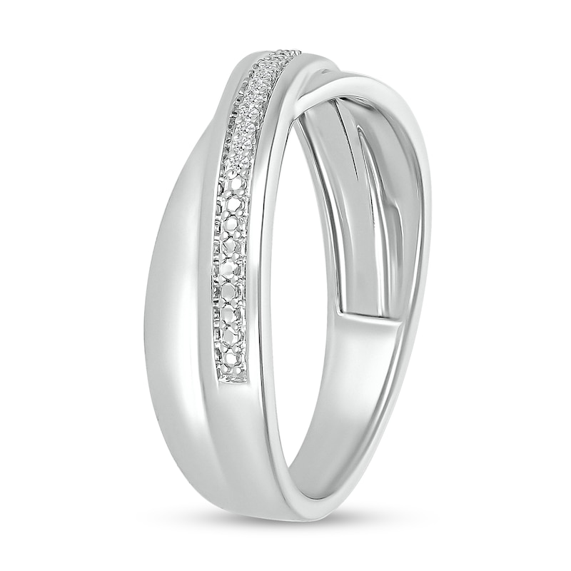Men's 0.04 CT. T.W. Diamond Criss-Cross Ring in 10K White Gold|Peoples Jewellers