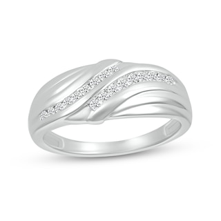 Men's 0.23 CT. T.W. Diamond Rolling Waves Ring in 10K White Gold